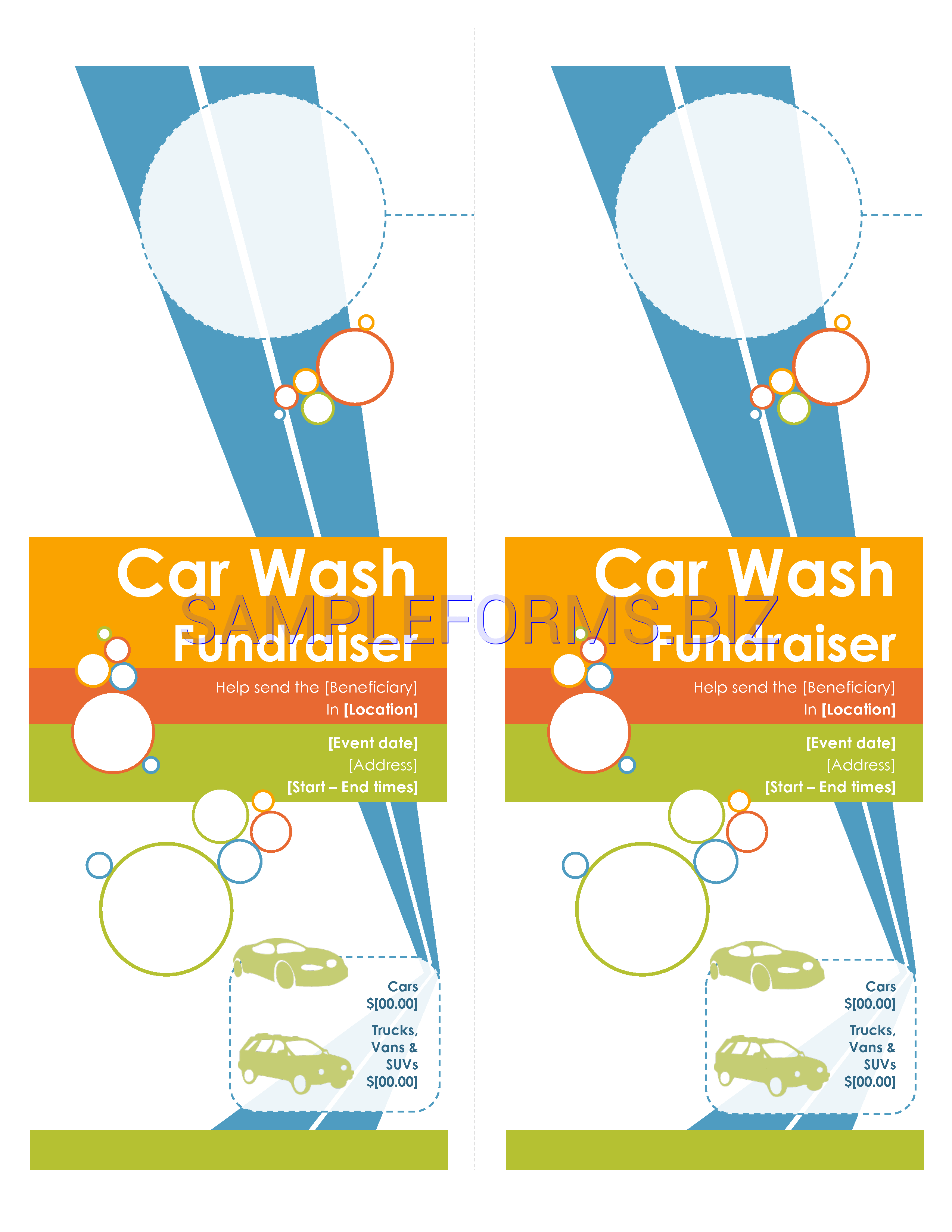 Preview free downloadable Door Hanger for Car Wash Fundraiser in PDF (page 1)